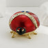 Hand Painted Enameled Ladybug Trinket Box, Hinged Unique Mini Ring Necklace Jewelry Organizer, Classical Bejeweled Storage, Figurine Collectible K...