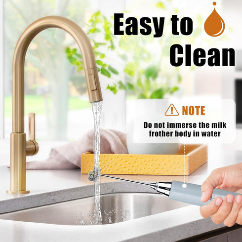 Nahida Cement Gray Milk Frother Wand for Coffee, Frother Handheld Rechargeable Electric Whisk with 3 Heads 3 Speeds Drink Mixer Coffee Frother Foa...