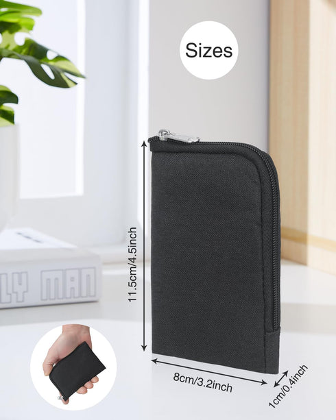 Business Card Holder, Business Card Case Zipper Pocket Card Holders Business Card Wallet Business Card Carrier for Men or Women (Black)...