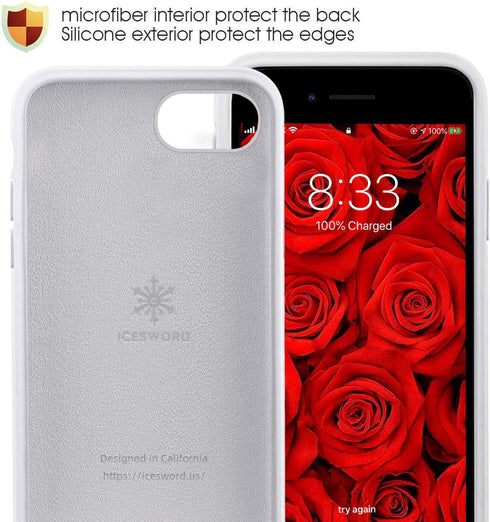 IceSword iPhone SE 3 Case 2022 - White Silicone Gel Rubber Cover, Drop Protection for iPhone SE 3 & 2020 (2nd Gen) 4.7"...