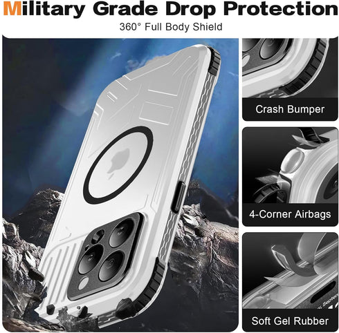 iPhone 15 Pro Max Waterproof Case Compatible with MagSafe, Translucent Slim IP68 Underwater Built-in Screen Protector, 12FT Military Grade, 360 Fu...