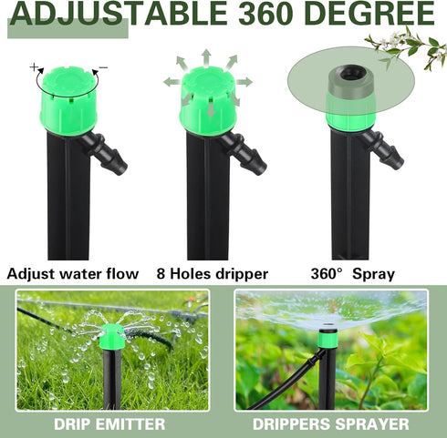 32 Pcs Drip Irrigation Emitters Drip Emitters for 1/4 Inch Tubing Irrigation Drippers Sprayer Adjustable 360 Degree Water Flow Drip for Garden Law...
