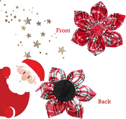 Lionheart glory Christmas Plaid Dog Collar, Dog Flower Collar Adjustable Soft and Comfortable Dog Collars for Medium Dogs Girl or Boy Pet Gift Fal...
