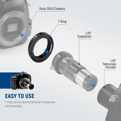 NEEWER T Ring with M42 Threads Compatible with Sony A Mount Cameras & Telescopes, Lens Adapter Ring for a99II a99 a900 a850 a77 II a77 a65 a58 a57...