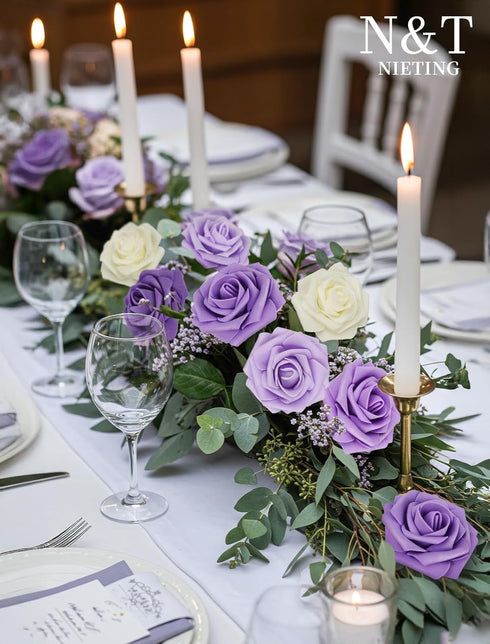N&T NIETING Artificial Flowers, 25pcs Fake Flowers Rose with Stems Perfect for DIY Wedding Bridesmaid Bridal Bouquets Centerpieces Home Flower Arr...