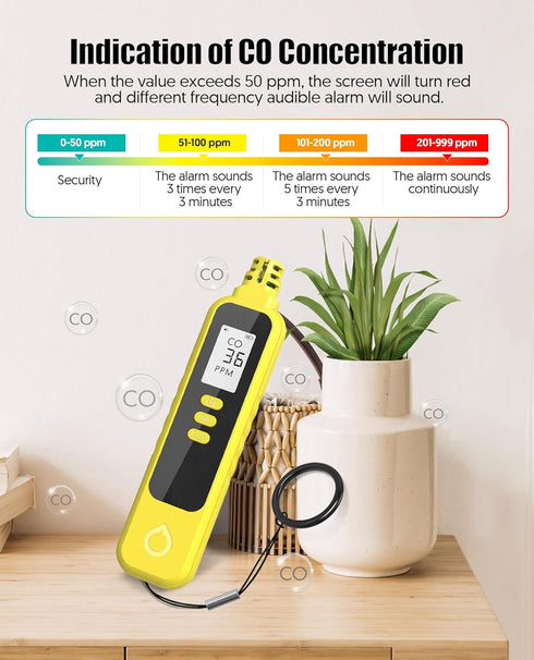 Carbon Monoxide Detectors, Portable CO Detector Battery Powered, Handheld Carbon Monoxide Monitor Alarm Detector with LCD Display for Home/Outdoor...