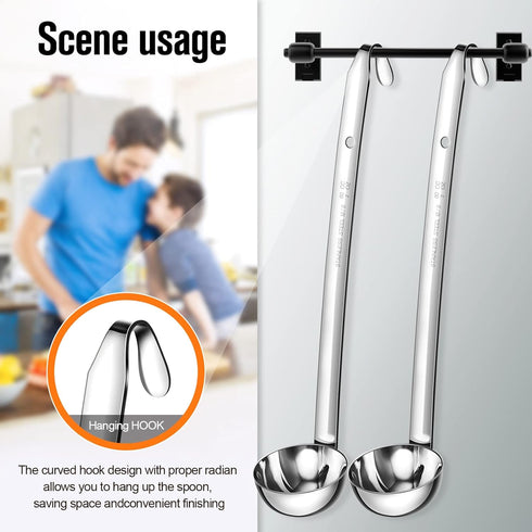 Cunhill 5 Pcs Soup Ladles Serving Ladles Stainless Steel Ladles with Long Handle for Serving, Cooking, Stirring, Portioning Kitchen Restaurant Acc...