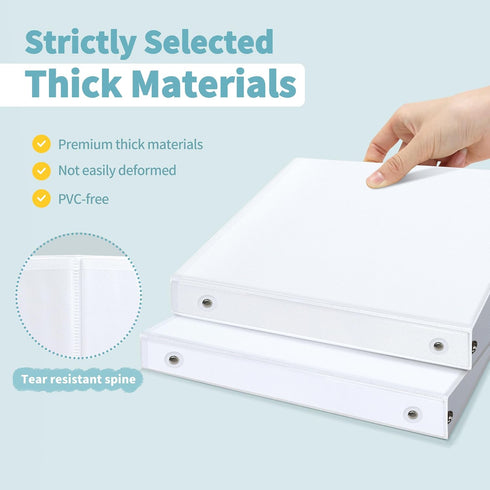 SUNEE 3 Ring Binder 1/2 Inch 4 Pack, Clear View Binder Three Ring PVC-Free (Fit 8.5x11 Inches) for School Binder or Office Binder Supplies, White ...
