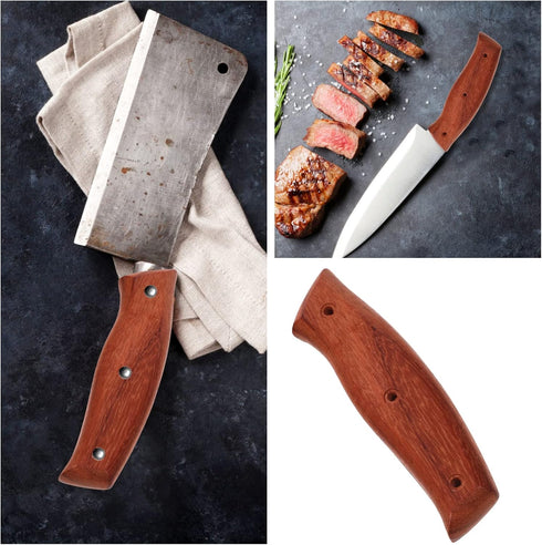 Zerodeko Kitchen Knife Replacement Handle Wooden Knife Repair Handle Cutter Grip Handle Knife Replacement Accessories Parts with Nuts for Home Dar...