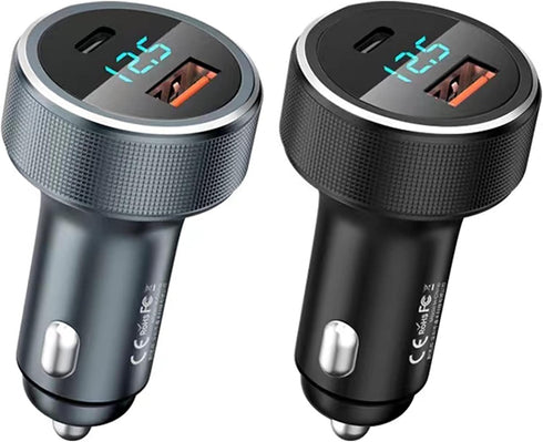 USB C Car Charger Adapter, Aluminum Shell and LED Voltage Display,58.5W Super Fast Charger USB C with 2-Port Compatible with iPhone 14 13 12, Sams...