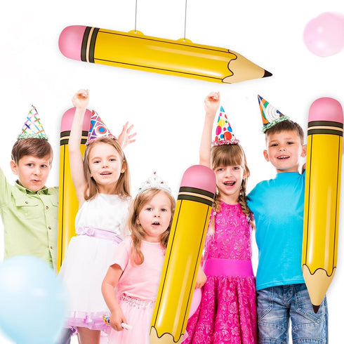 4pcs Large Inflatable Pencils, 27 Inch Giant Pencil Balloons Blow Up Back to School Decorations for Kids Classroom Prizes Party Favors Graduation ...