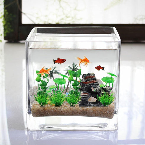 Aquarium Decorations Plants with Rockery View, Aquarium Decor Green Plants and Rock Cave Hideout Ornaments, Fish Tank Accessories, Fish Tank Plant...