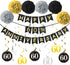 60th Anniversary Decorations Kit - Gold Glitter Happy Anniversary Banner, 9Pcs Sparkling Hanging Swirl, 6Pcs Poms - For 60th Wedding Party Decorat...