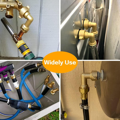 2pcs 90 Degree Hose Elbow RV Water Hose Connectors and Fittings Solid Brass Garden Hose Accessories Heavy Duty Hose Pipe Adpater with 2 Washers...