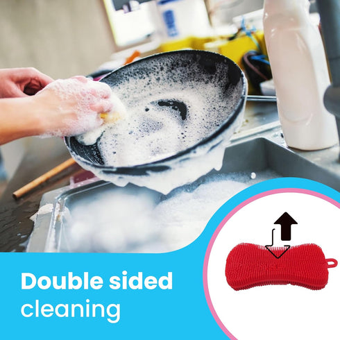 Silicone Dish Sponge - Dishwashing Kitchen Scrubber - Double Sided Sponge Brush - Multipurpose & Reusable Silicone Dish Sponges for Dishes, Fruits...