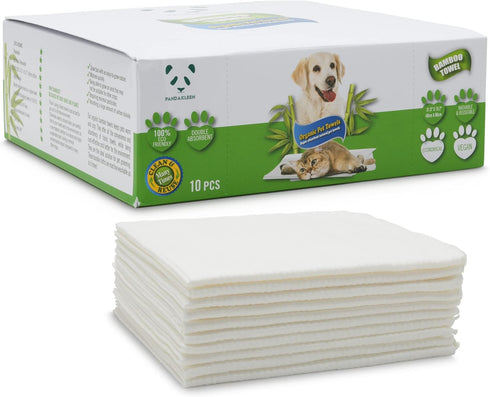 Bamboo Pet Towel 10 PCS - Reusable Bamboo Paper Towels for Dogs, Cats and Other Pets are Machine Washable Up to 5 Times | Disposable Pet Wipes for...