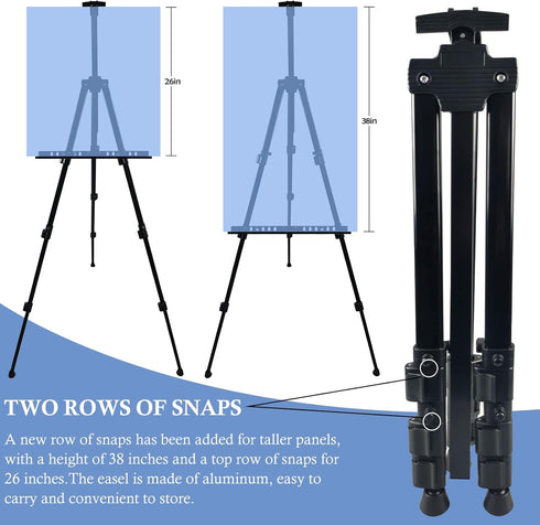 Portable Artist Easel Stand, Metal Tripod Adjustable Easel for Painting Canvases Height from 17 to 66 Inch,Carry Bag for Table-Top/Floor Didplayin...