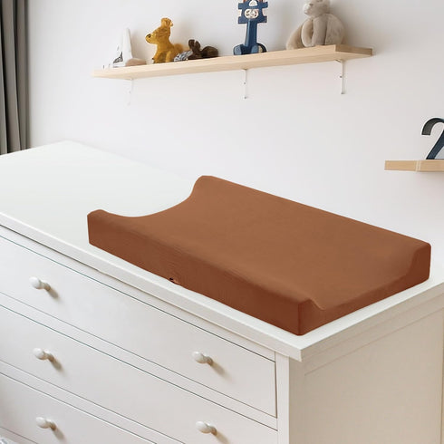 Pro Goleem Muslin Changing Pad Cover for Boys and Girls, Soft Breathable Fitted Cotton Diaper Changing Table Pad Sheets, Neutral, 2 Pack (Brown?Be...