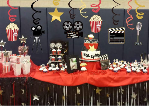 36Ct Movie Night Party Decorations Hanging Swirls - Movie Theater Themed Bridal Shower/Birthday Party Supplies Film Backdrop...