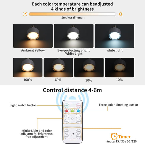 2 Pack Magnetic Battery Operated Light Bulbs with Remote Control, Cordless LED Puck Lights, Wireless Dimmable E26 Screw in AA Battery Power Bulbs ...