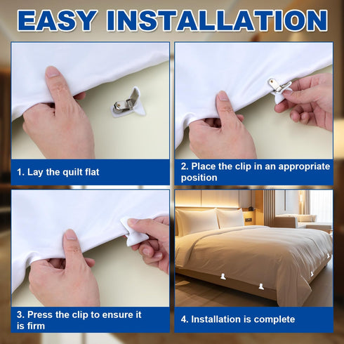 9pcs Duvet Clips for Comforter Inside, White Padded Comforter Clips Strong Hold Duvet Cover Holder Blanket Quilt Fasteners Prevent Comforter from ...