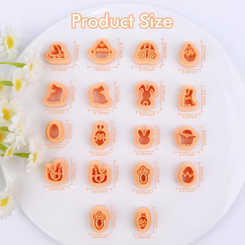 Puocaon Easter Polymer Clay Cutters - 18 Pcs Stud Clay Earring Cutters, Mini Chicken Eggs Baby Rabbit Clay Cutters for Polymer Clay Earrings, 3D P...