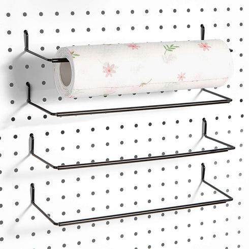 Paper Towel Holder for Pegboard, Extendable, Fit Any Standard Pegboard, 4 Packs, Black...