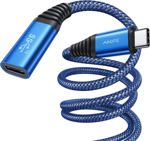 AINOPE [3M/10FT USB C Extension Cable Nylon Braided USB C Extender USB 3.2(10Gbps) Sync Transfer 100W/5A Fast Charging Compatible with USB C Hub/D...