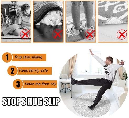 Rug Grippers with Super Stickiness- Anti Curling Carpet Tape Non-Slip Area Keeps Your Rug in Place and Makes Corners Flat for Corners and Edges Re...