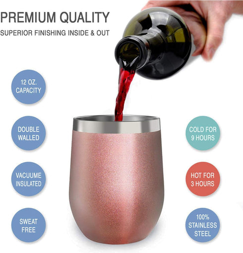 CHILLOUT LIFE 12 oz Stainless Steel Tumbler with Lid & Gift Box | Wine Tumbler Double Wall Vacuum Insulated Travel Tumbler Cup for Coffee, Wine, C...