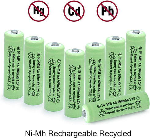 AA Ni-MH 600mAh 1.2V Rechargable Solar Light Batteries for Outdoor Solar Lamps Garden Lights Remotes Mice(8Pcs)...