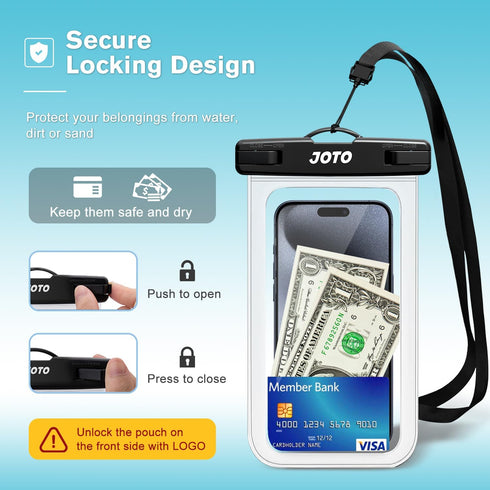 JOTO IPX8 Waterproof Phone Pouch Case, Underwater Dry Bag for Phone Protector for iPhone 15 14 13 12 11 Pro Max, Galaxy S24 S23 S22 Ultra Pixel to...