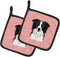 Caroline's Treasures BB1241PTHD Checkerboard Pink Border Collie Pair of Pot Holders Kitchen Heat Resistant Pot Holders Sets Oven Hot Pads for Cook...