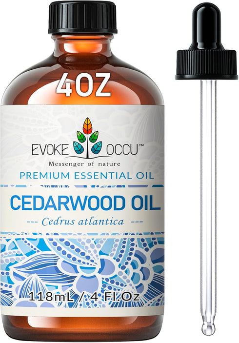 EVOKE OCCU Cedarwood Essential Oil 4 Oz, Pure Cedarwood Oil for Home Diffuser Skin Massage Candle Soap Making- 4 FL Oz...