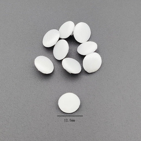 30PC/Set 1/2 Inch White Satin Cloth Buttons Fabric Covered Buttons with Shank and Buttonhole for Wedding Bridal Dress and DIY Sewing Clothing Dres...