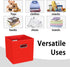 Black Foldable Storage Cubes Bins , Fabric Storage Box Cubes Organizer Baskets with Dual Handles for Home Organizer (Red)...