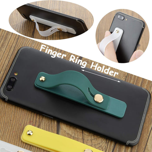 Weewooday 6 Pieces Phone Grip Holder Cell Phone Grip Strap Telescopic Finger Strap Stand Universal Finger Kickstand for Most Smartphones(Chic Colo...
