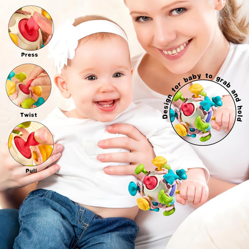 Baby Sensory Toys - Teething Montessori Toys for Babies, Infant Teethers Toys, Baby Rattle Chew Toys 0-3-6-12 to 18 Months, Gifts for Newborn Boys...