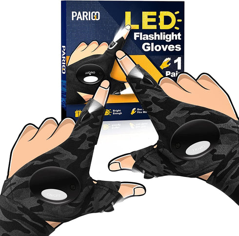 PARIGO LED Flashlight Gloves Gifts for Men Women-Valentines Day Gifts for Him Birthday Gifts for Dad Husband Him, Car Guy Unique Tool Cool Gadgets...