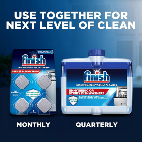 Finish Dishwasher Cleaner Tablets, 4 count, Hygienically Cleans Hidden Grease, Use in Normal Cycle, 4 Month Supply...