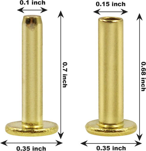 Cutlers Cutlery Rivets 5/16" x 5/8" Knife Making Handle Pins- Brass - 10 Sets...
