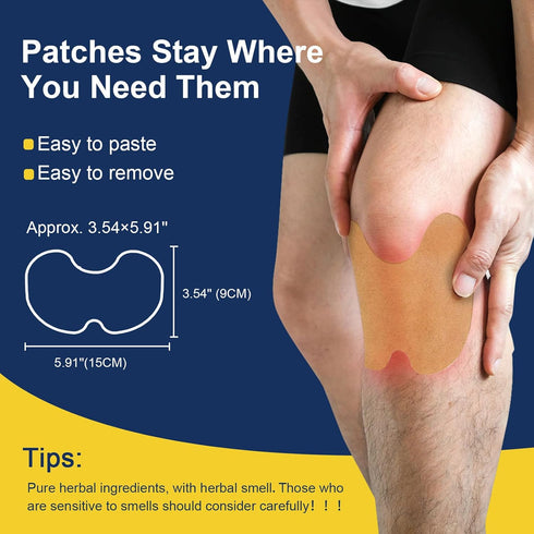 WILD+ Knee Pain Relief Patches, Warming Herbal Plaster for Knee Relief Patch, Natural Knee Patches Heat Patch for Pain Relief, Wormwood Pain Relie...