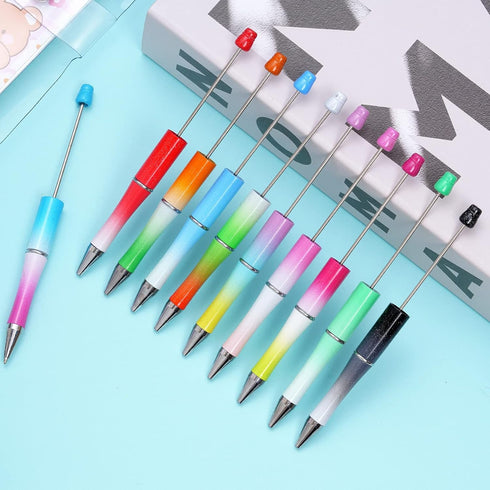 50Pcs Plastic Beadable Pens Bead Pen Ballpoint Pens Black Ink Diy Pens Cute Cool Pens for Teacher Students Journaling Graduation Bridal Gift Offic...