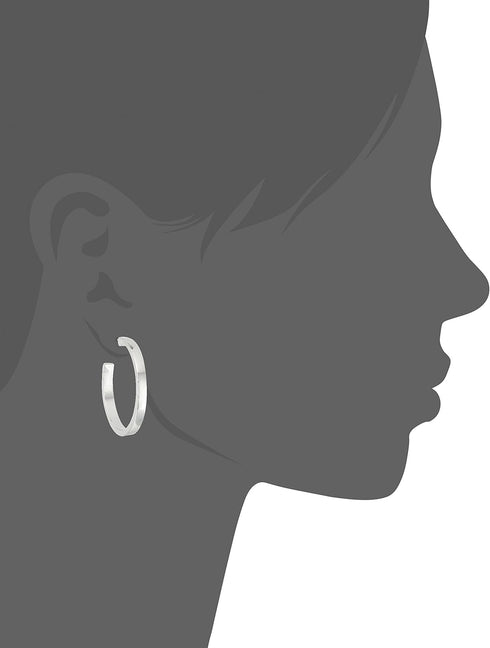 GUESS "Basic" Silver Logo Open Hoop Earrings...