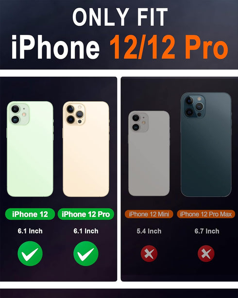 SHIELDON Case for iPhone 12/12 Pro 5G, Genuine Leather Wallet Case Magnetic RFID Blocking Credit Card Holder Kickstand Shockproof Cover Compatible...