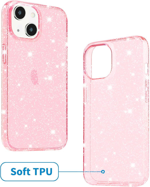 JJGoo Compatible with iPhone 15 Case Glitter, Clear Transparent Soft TPU Sparkle Anti-Scratch Shockproof Protective Phone Bumper, Women Girls Slim...