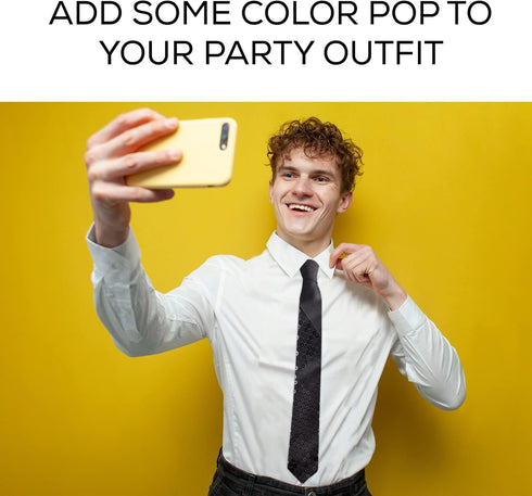 Mens Fashion Sequin Skinny Tie - Great for Weddings, Parties, Costumes, Halloween - Many Colors to Choose From...