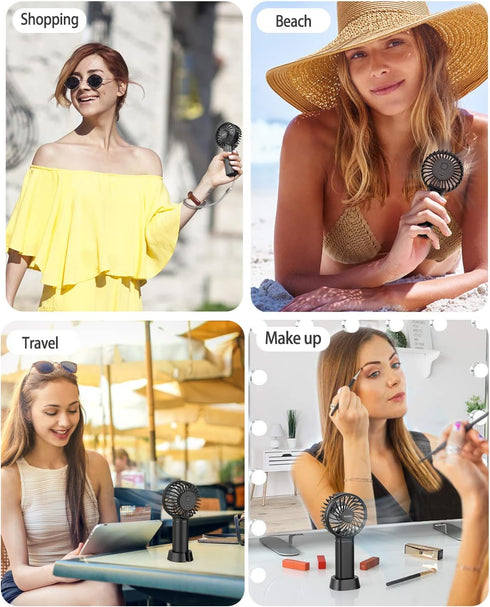 EasyAcc Mini Portable Fan Handheld Fan, 3 Speed USB C Rechargeable Battery Operated Mini Pocket Personal Lash Fan with Lanyard Base Cooling Desk F...