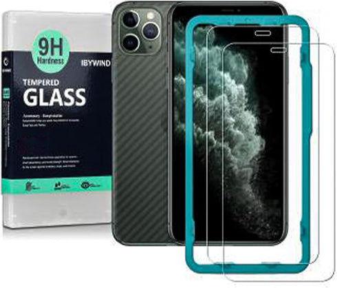 Ibywind Screen Protector For iPhone 11 Pro Max/XS MAX,with 2Pcs Tempered Glass,1Pc Camera Lens Protector,1Pc Backing Carbon Fiber Film [Fingerprin...