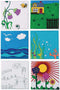 S & S Worldwide Paint-Your-Own Designer Canvas Set I, 2 each of 6 Pre-Printed Designs, Great For Kids & Adults, DIY Ready To Paint, 6-1/2" x 6-1/2...